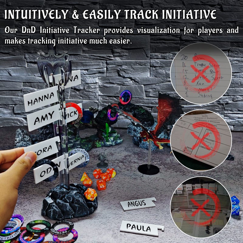 CZYY Initiative Tracker Acrylic Laser Cut Sword in The Stone Base with 12 PCS Erasable Taken Flags Perfect for D&D, Dungeons & Dragons, Pathfinder and Other Tabletop RPG - Image 2